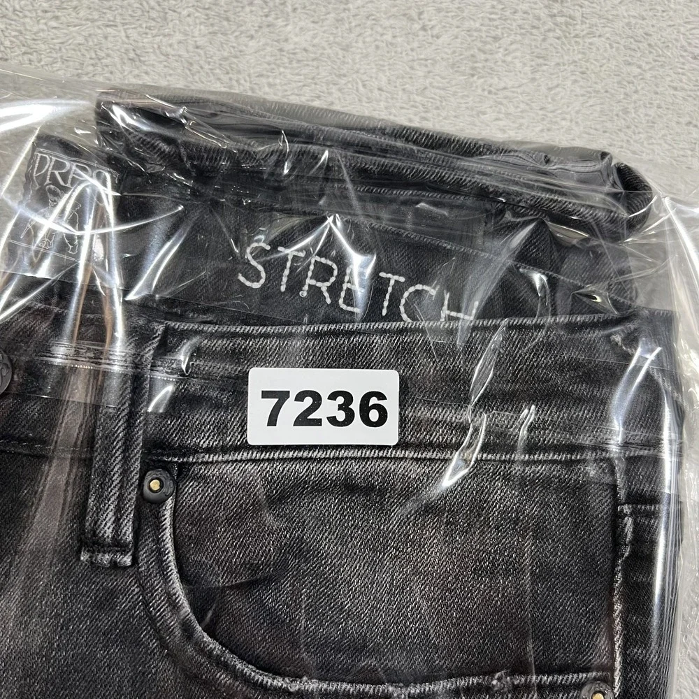 PRPS Le Sabre Jeans Mens 28x32 Stretch Slim Tapered Fit Distressed Black Wash